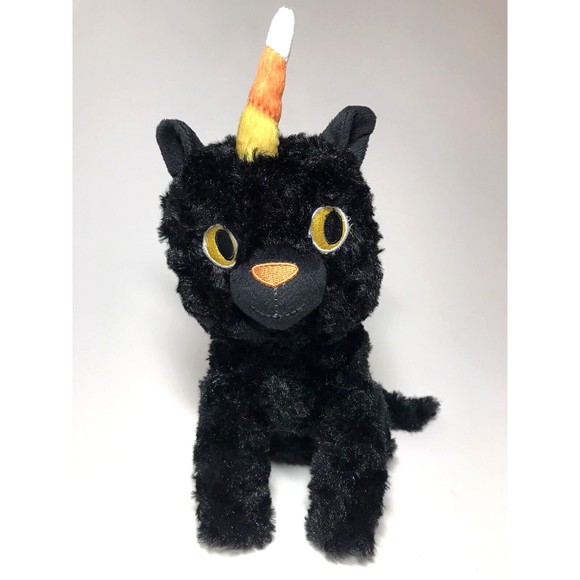 Black Cat HALLMARK Halloween CATICORN 10” Plush Stuffed Animal Candy Corn - Picture 2 of 9